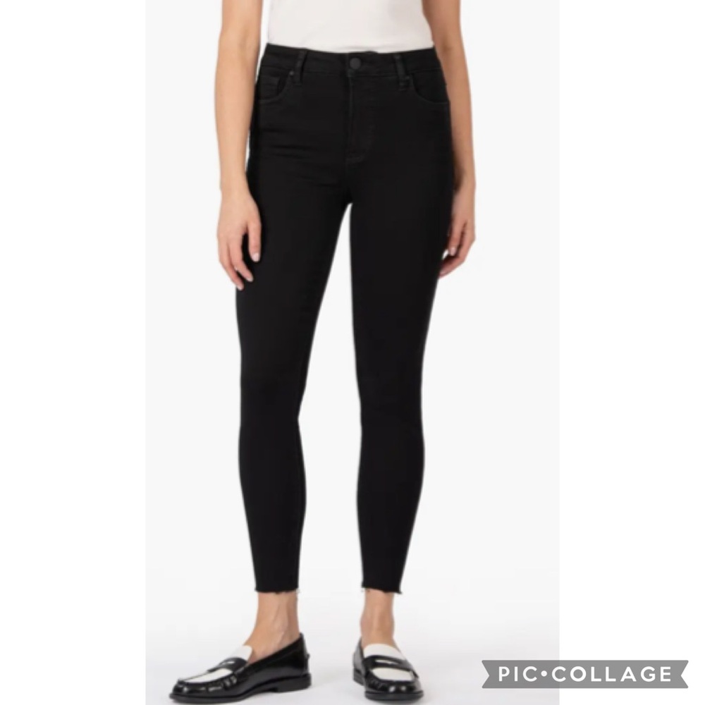 Kut from the Kloth Donna Size 6 Black Ankle Skinny Jeans Frayed Hem